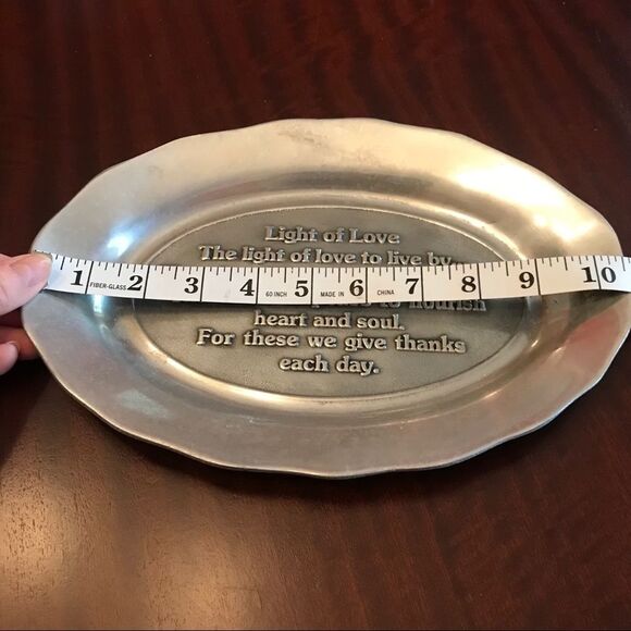 Vintage Pewtarex Pewter Light of Love Bread Plate Platter Serving Dish Blessings - Picture 10 of 11